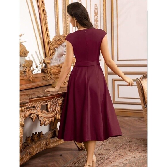 Women Size 2XL Dress Vintage Cocktail Tea Party Dress A-Line Summer Dress Red - Picture 4 of 16